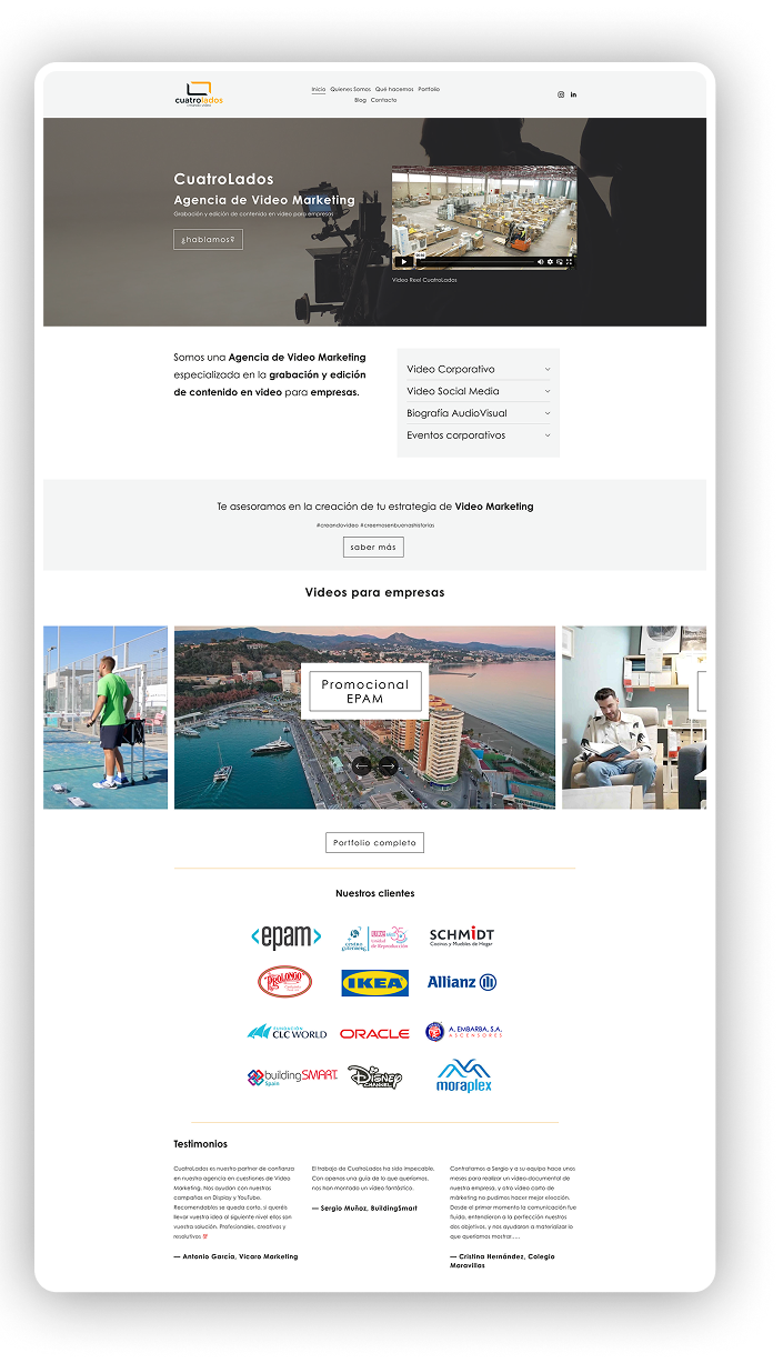 Servicio de diseño de páginas web para empresas en Málaga: cuatrolado
