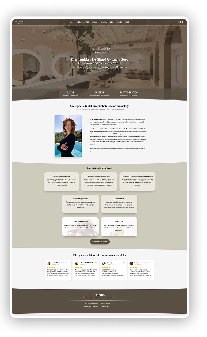 Servicio de diseño de páginas web para empresas en Málaga: Le Blond By Lucía Soto