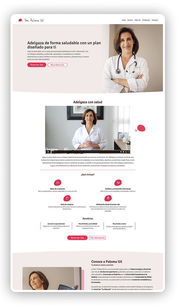 Servicio de diseño de páginas web para empresas en Málaga: Paloma Gil